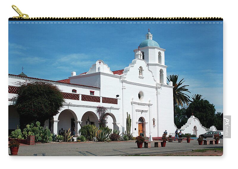 Estock Zip Pouch featuring the digital art San Diego Mission by Heeb Photos