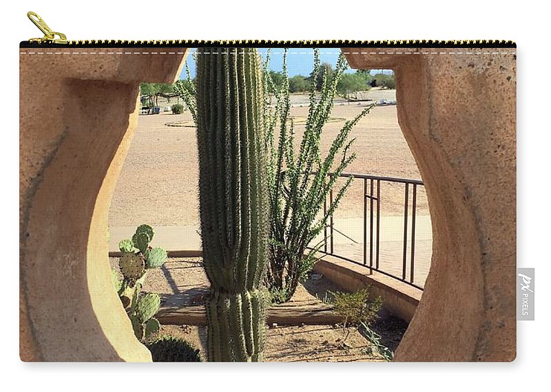 San Xavier Mission Zip Pouch featuring the photograph San Xavier Mission 2 by Marlene Burns