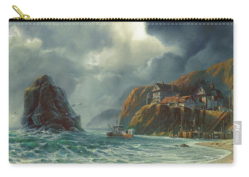 Michael Humphries Zip Pouch featuring the painting Sanctuary by Michael Humphries
