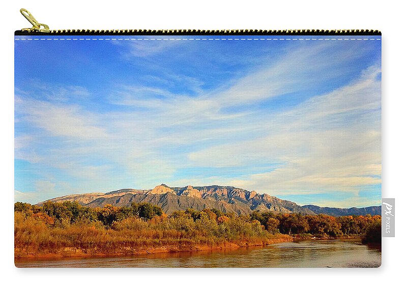 Scenics Zip Pouch featuring the photograph Sandia Mountains As Seen From Corales by Daniel Cummins
