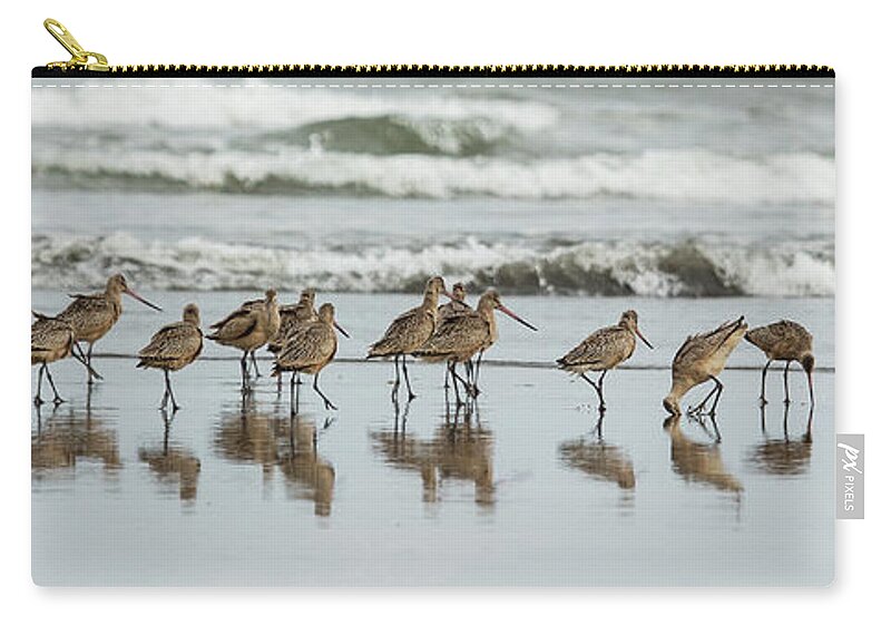 Ocean Zip Pouch featuring the photograph Sandpipers Piping by Bob Cournoyer