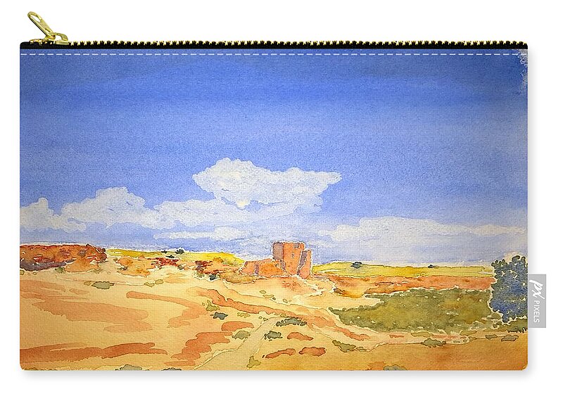 Watercolor Zip Pouch featuring the painting Sandstone Lore by John Klobucher
