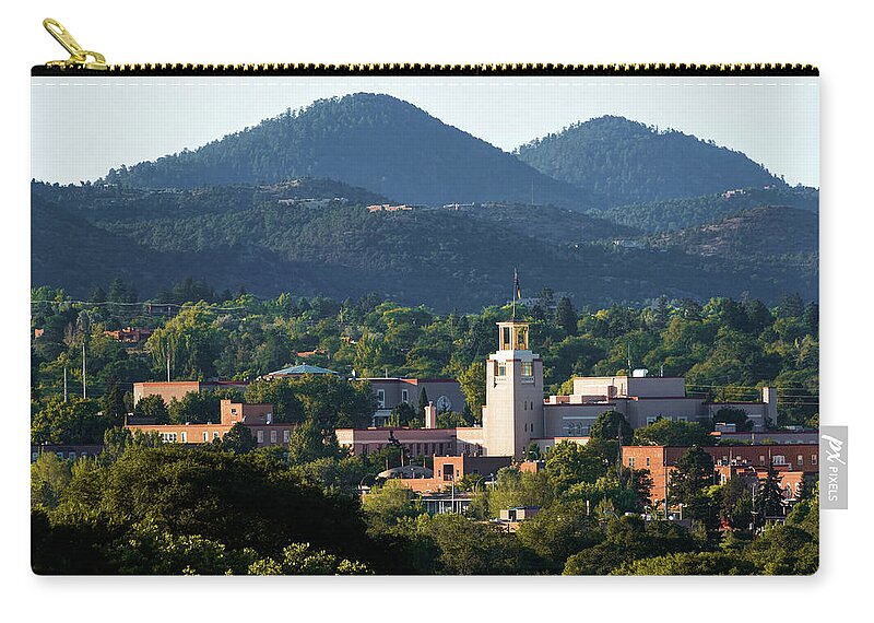 America Zip Pouch featuring the photograph Santa Fe Skyline and Mountain Landscape by Gregory Ballos