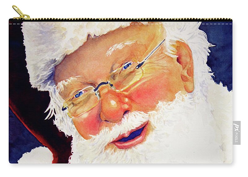 Santa Zip Pouch featuring the painting Santa Knows by Brenda Beck Fisher