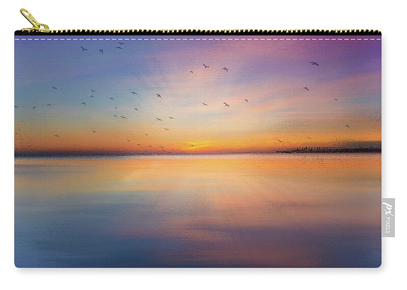 Seascape Carry-all Pouch featuring the mixed media Sapphire Sunset by Colleen Taylor