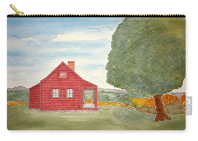Watercolor Zip Pouch featuring the painting Saratoga Farmhouse Lore by John Klobucher