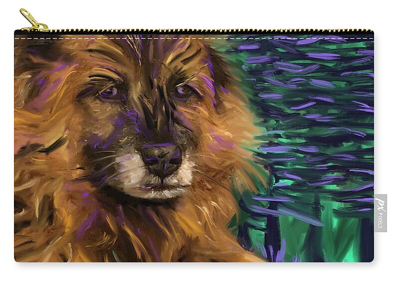 Dog Zip Pouch featuring the digital art Sasha by Angela Weddle