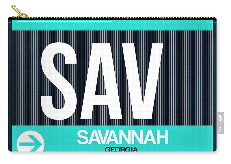 Vacation Zip Pouch featuring the digital art SAV Savannah Luggage Tag II by Naxart Studio