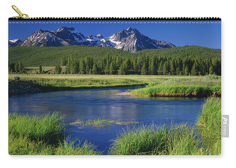 Scenics Zip Pouch featuring the photograph Sawtooth Mountain Range, Idaho. P by Ron thomas