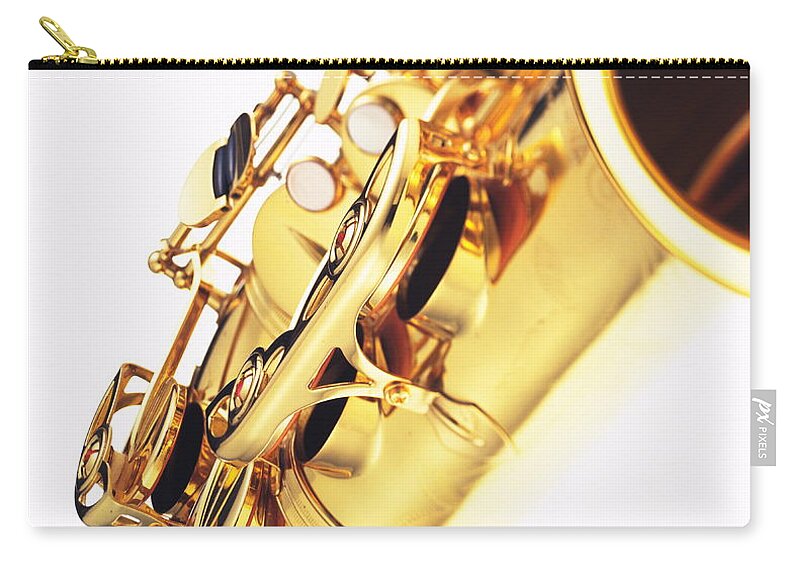 White Background Zip Pouch featuring the photograph Saxophone by F-64 Photo Office/amanaimagesrf