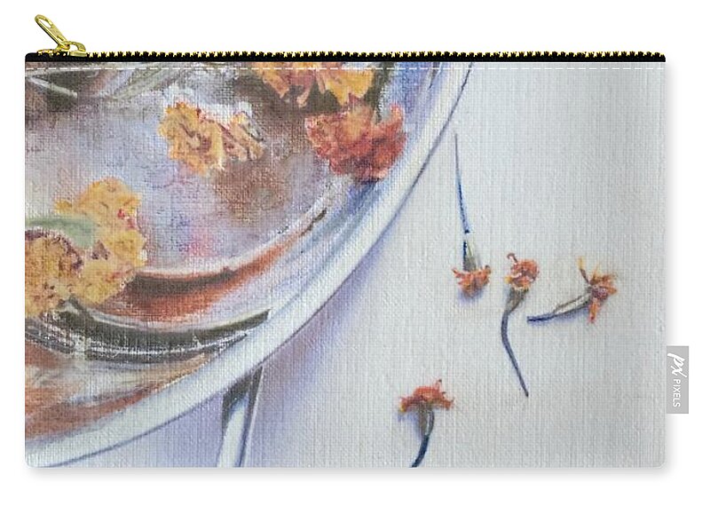 Flowers Zip Pouch featuring the painting Scattered by Cara Frafjord