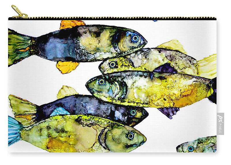 Fish Zip Pouch featuring the painting School's Out by Jan Killian