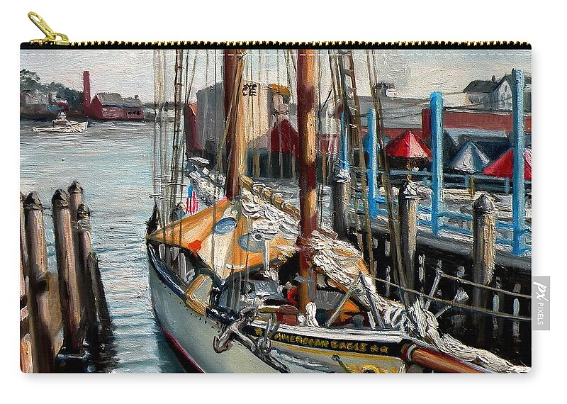 Gloucester Zip Pouch featuring the painting Schooner American Eagle, Gloucester, MA by Eileen Patten Oliver