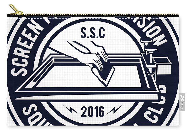 Screen Zip Pouch featuring the digital art Screen Printing Division by Long Shot