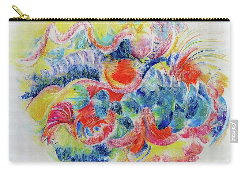 Frenzy Zip Pouch featuring the painting Sea Frenzy by Rosanne Licciardi