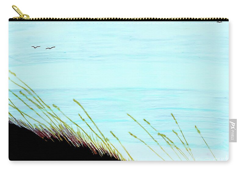 Beach Zip Pouch featuring the drawing Sea Oats in the Wind Drawing by D Hackett