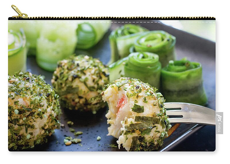 Prawn Zip Pouch featuring the photograph Seafood Cheese Balls by Katya Lyukum