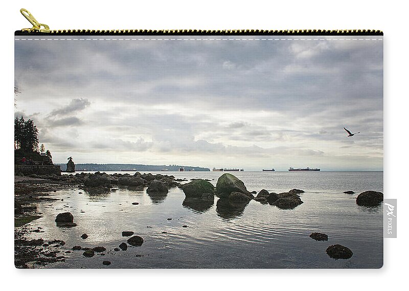 Seascape Zip Pouch featuring the photograph Seagull Seascape by Cameron Wood