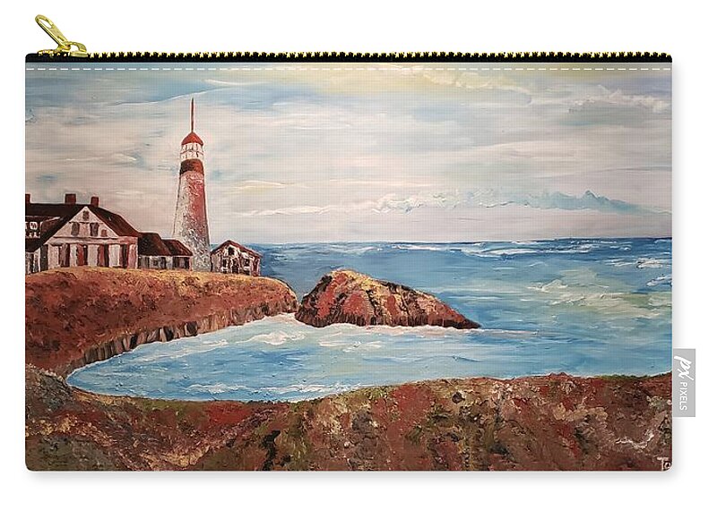 Seascape Zip Pouch featuring the painting Seascape II by Obi-Tabot Tabe