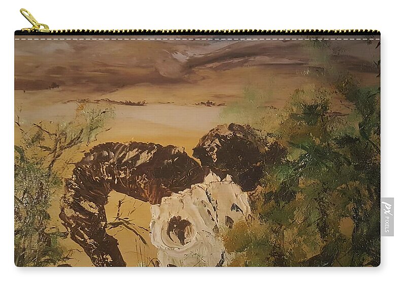 Skull Zip Pouch featuring the painting Seasons End    37 by Cheryl Nancy Ann Gordon