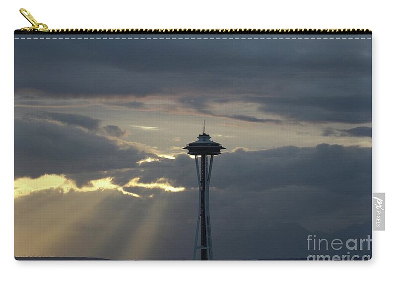 Sunset Zip Pouch featuring the photograph Seattle LIght by Suzanne Lorenz