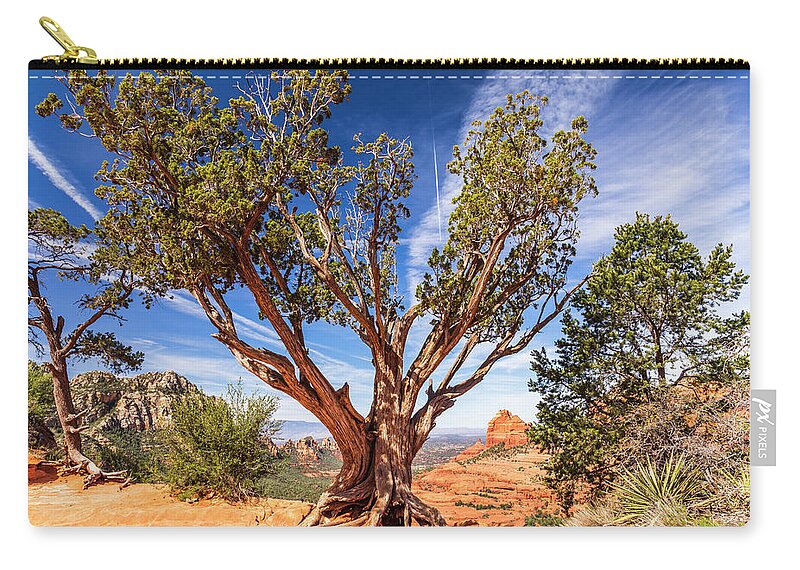 America Zip Pouch featuring the photograph Sedona, AZ - Merry-go-round the Utah Juniper by ProPeak Photography