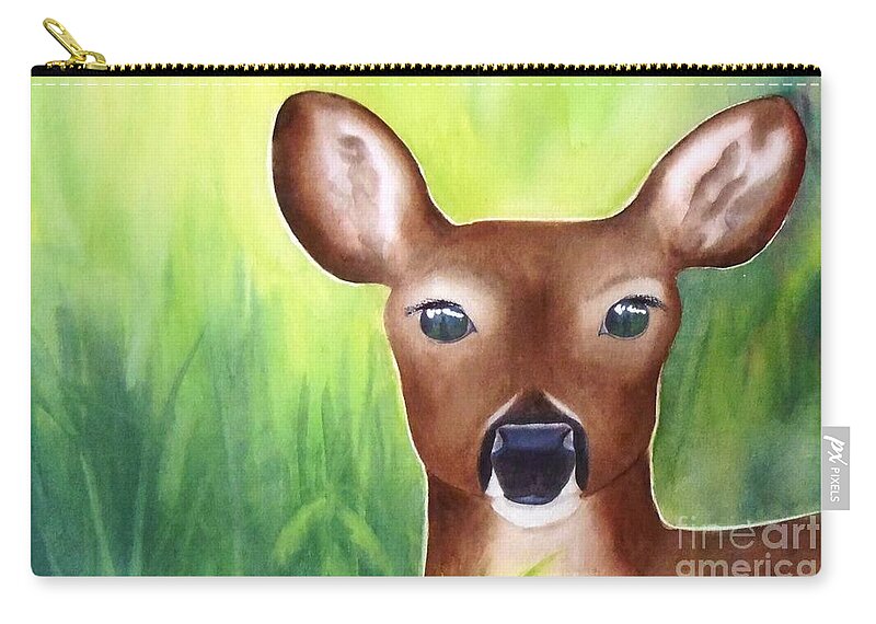 Deer Zip Pouch featuring the painting Seen by Petra Burgmann