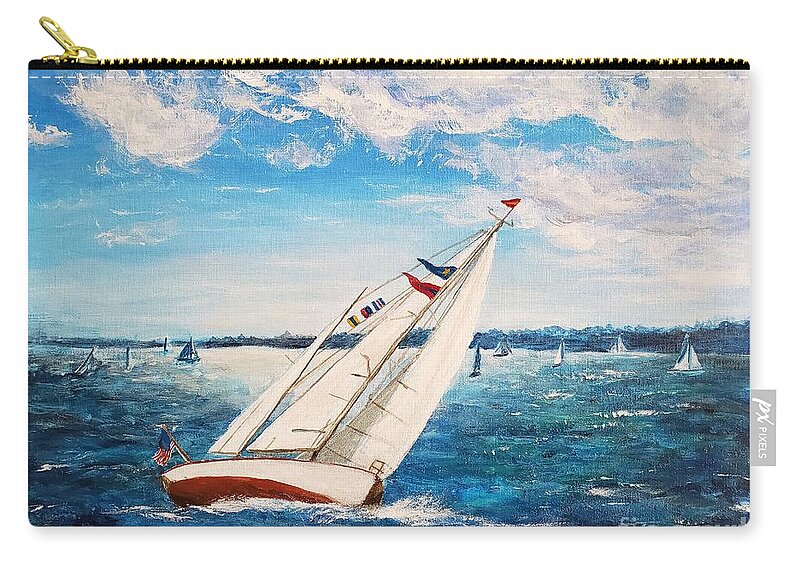 Yawl Zip Pouch featuring the painting Seilglede #2, Yawl by C E Dill