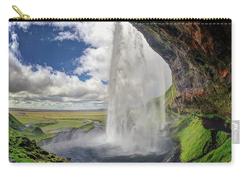 Scenics Zip Pouch featuring the photograph Seljalandsfoss Waterfall, Iceland by Dietermeyrl