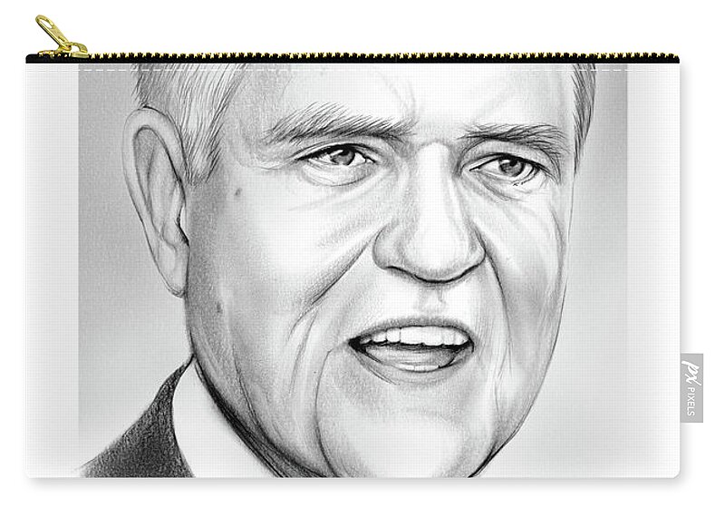 Fritz Hollings Zip Pouch featuring the drawing Sen. Fritz Hollings by Greg Joens