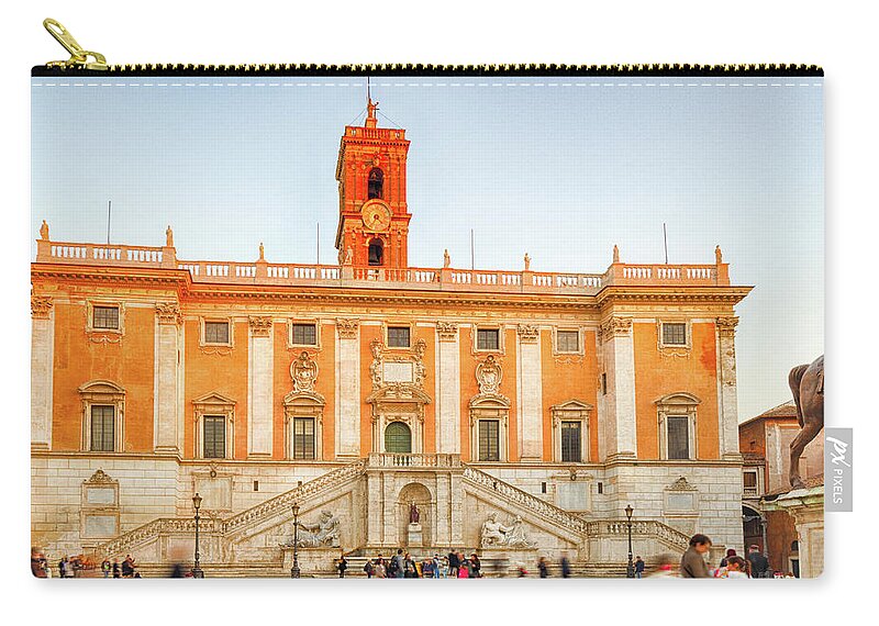 Italy Zip Pouch featuring the photograph Senatorial palace and bell tower by Vivida Photo PC