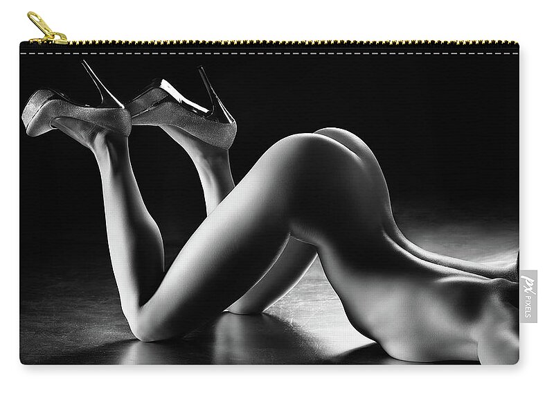 Woman Carry-all Pouch featuring the photograph Sensual nude body curves by Johan Swanepoel
