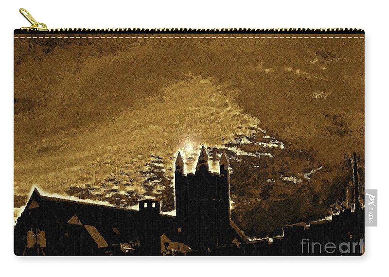 American Churches Zip Pouch featuring the digital art Sepia Angel over Asbury by Aberjhani