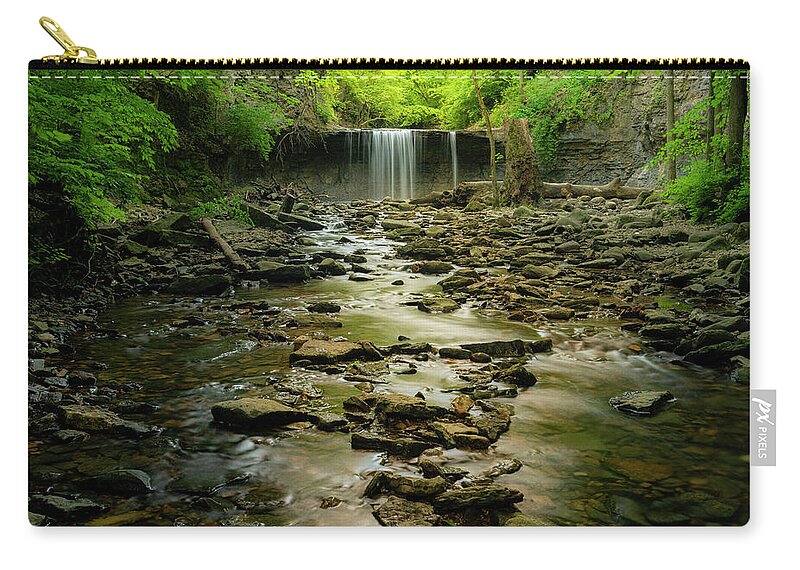 Waterfall Zip Pouch featuring the photograph Serene Waterfall by Arthur Oleary