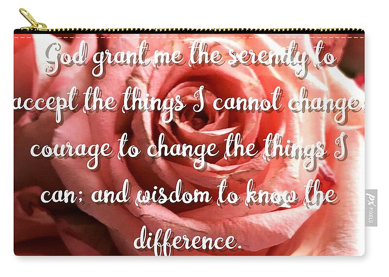 Roses Zip Pouch featuring the mixed media Serenity Prayer II by MaryLee Parker