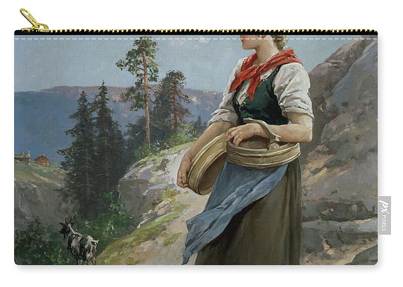 Farm Girl Carry-all Pouch featuring the painting Seterjente by Axel Hjalmar Ender