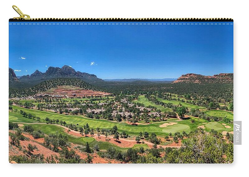Sky Zip Pouch featuring the photograph Seven Canyons Golf Course Panorama by Anthony Giammarino