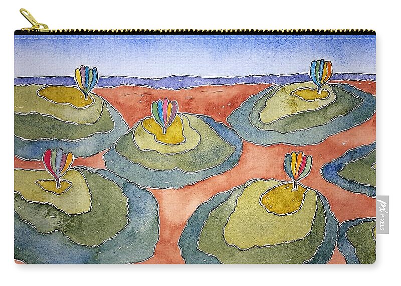 Watercolor Zip Pouch featuring the painting Seven Hill Lore by John Klobucher