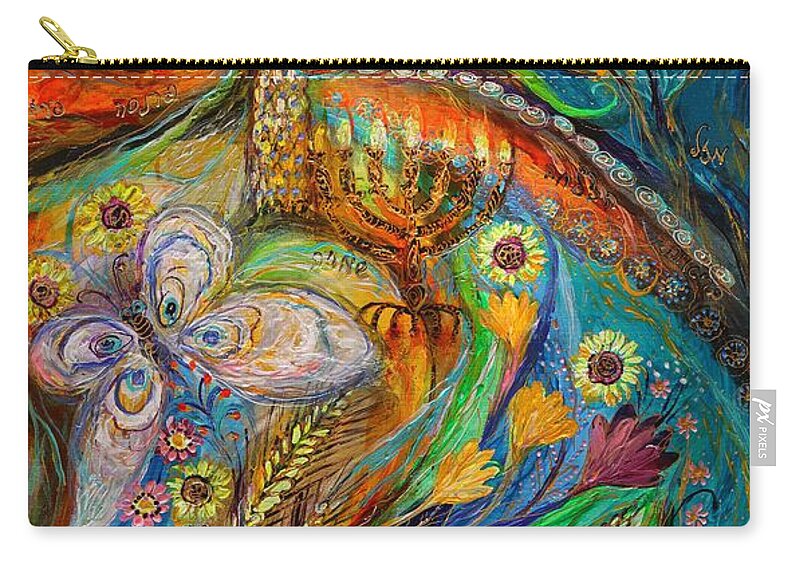 Jewish Art Zip Pouch featuring the painting Seven Spices of Holy Land II by Elena Kotliarker