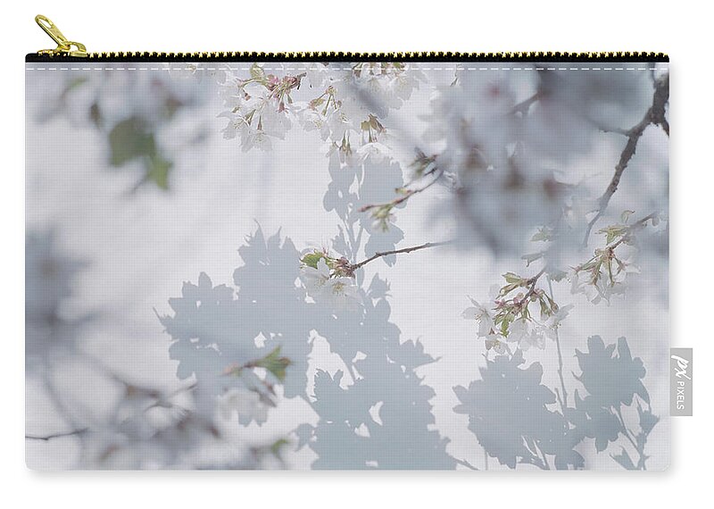 Shadow Zip Pouch featuring the photograph Shadow Of Cherry Blossoms On Wall With by Eriko Koga