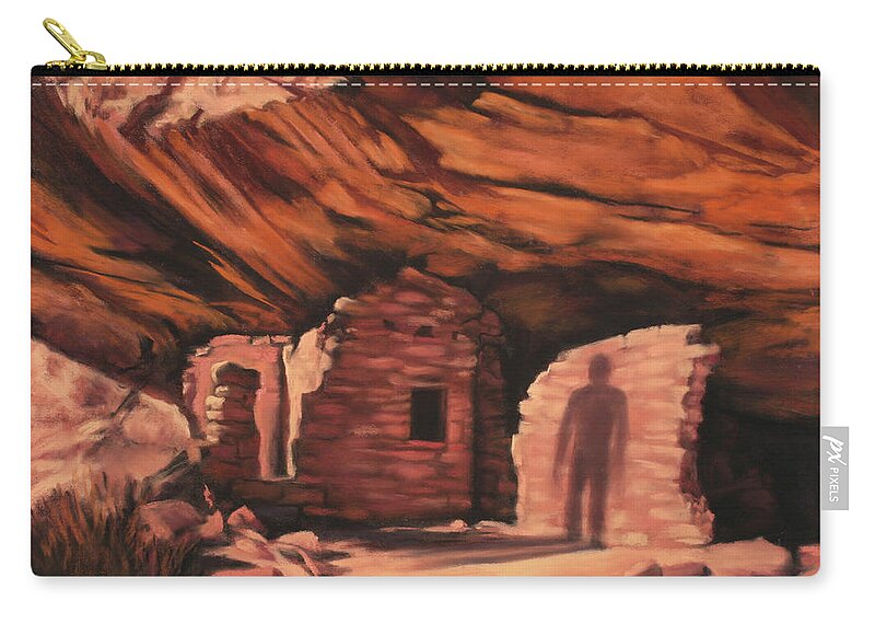 Landscape Zip Pouch featuring the painting Shadow Spirit by Sandi Snead