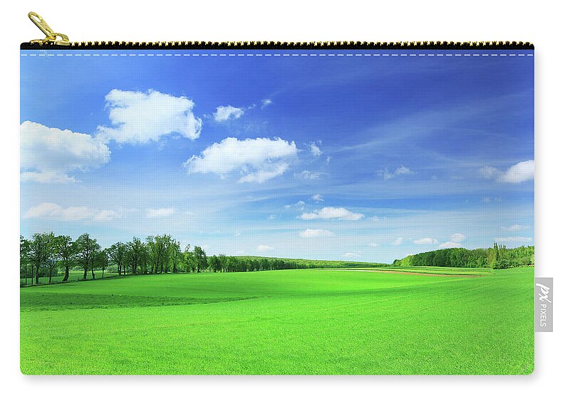 Scenics Zip Pouch featuring the photograph Shadows Dancing On Spring Rolling by Konradlew
