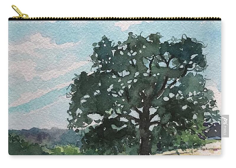 Santa Monica Zip Pouch featuring the painting Shady Oak - Paramount Ranch by Luisa Millicent
