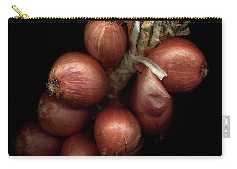 Black Background Zip Pouch featuring the photograph Shallot Derives by Photograph By Magda Indigo