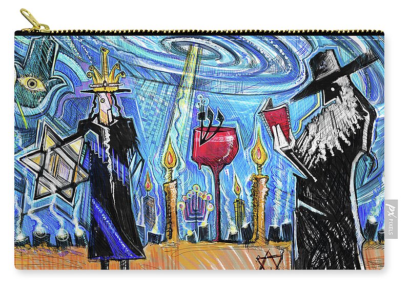 Jewish Zip Pouch featuring the painting Shamayim 101 by Yom Tov Blumenthal