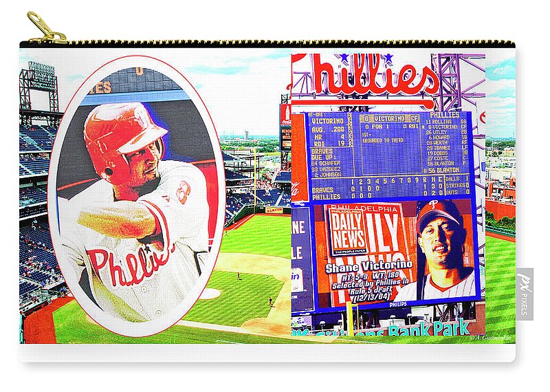 Shane Victorino Zip Pouch featuring the photograph Shane Victorino, Philly Phan Phavorite by A Macarthur Gurmankin