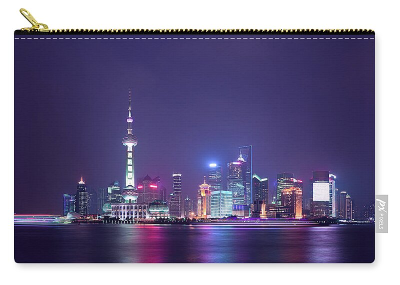Chinese Culture Zip Pouch featuring the photograph Shanghai Cityscape by Ithinksky