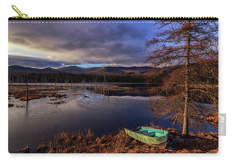 Adk Zip Pouch featuring the photograph Shaw Pond Sunrise - Landscape by Rod Best