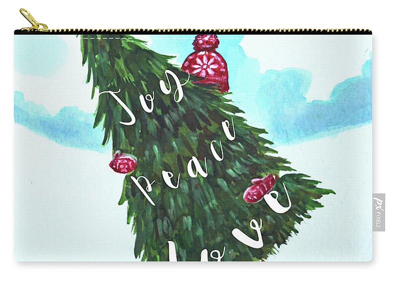 Christmas Zip Pouch featuring the painting She Chose Joy, Peace and Love by Elizabeth Robinette Tyndall