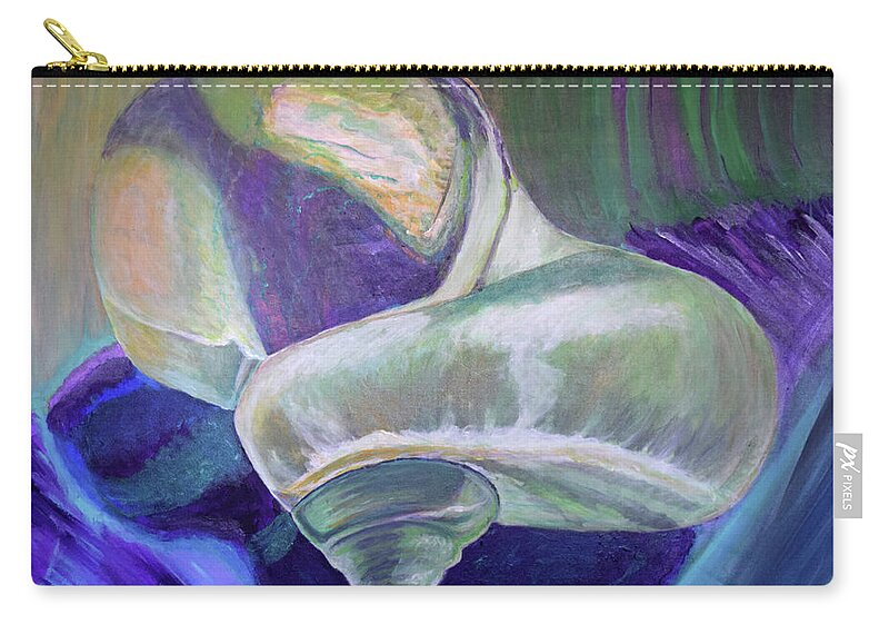 Pearls Zip Pouch featuring the painting She-shell by Toni Willey